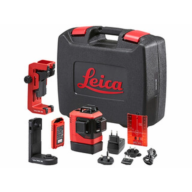 Leica Lino L6R-1 Laser ligne rouge Faisceau efficace avec détecteur de signal : 0 - 70 m | Avec batterie et chargeur | Dans une valise