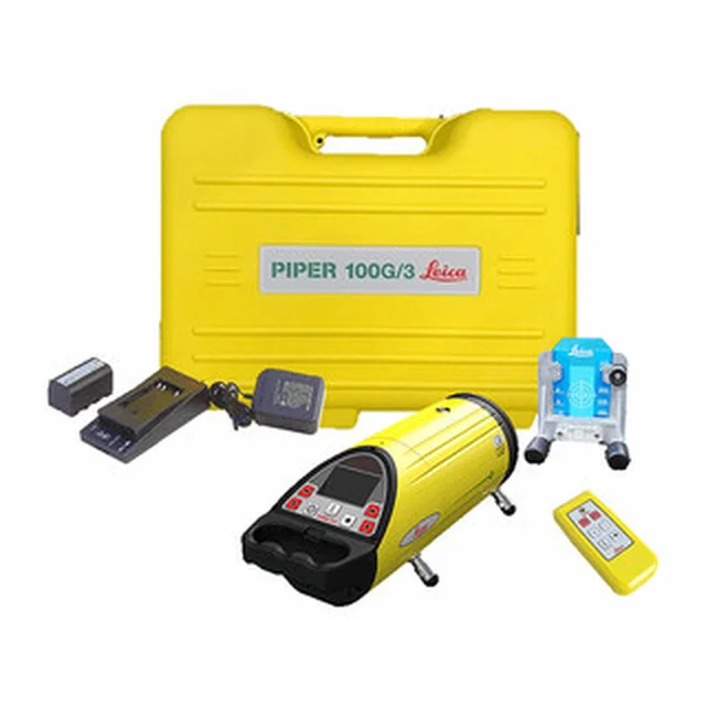 Leica PIPER 100G (3R) Green pipe laying laser Effective beam with signal interceptor: 0 - 200 m | With battery and charger | In a suitcase