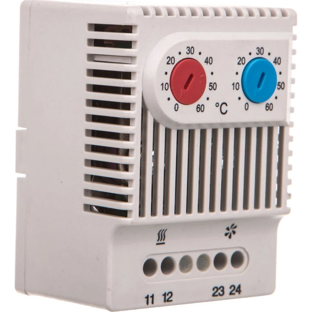 LEIPOLE Divfunkciju termostats sildītāja/ventilatora vadībai NC/NO 230VAC diapazons 0-60 grādi C 230VAC JWT6012 - JWT6012