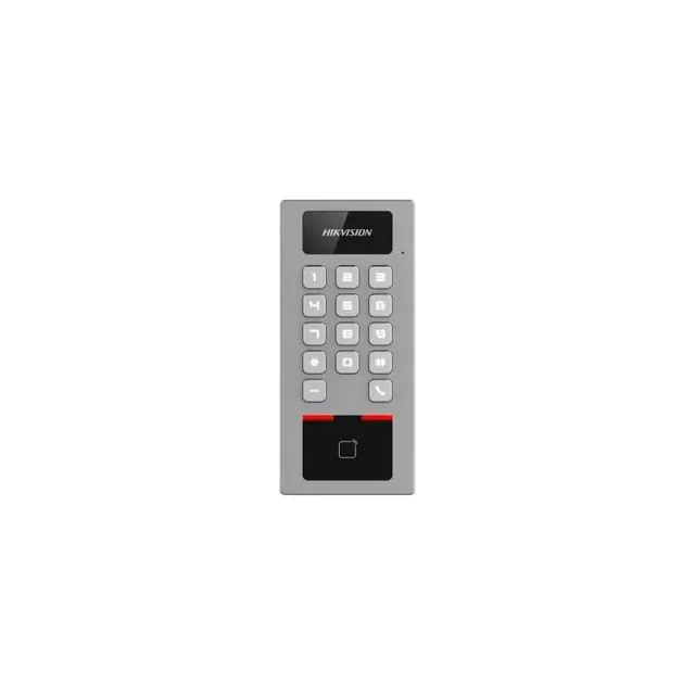 Leitor de proximidade RFID com teclado 2MP PIN/cartão interno/externo Cartão de microfone Hikvision - DS-K1T502DBWX