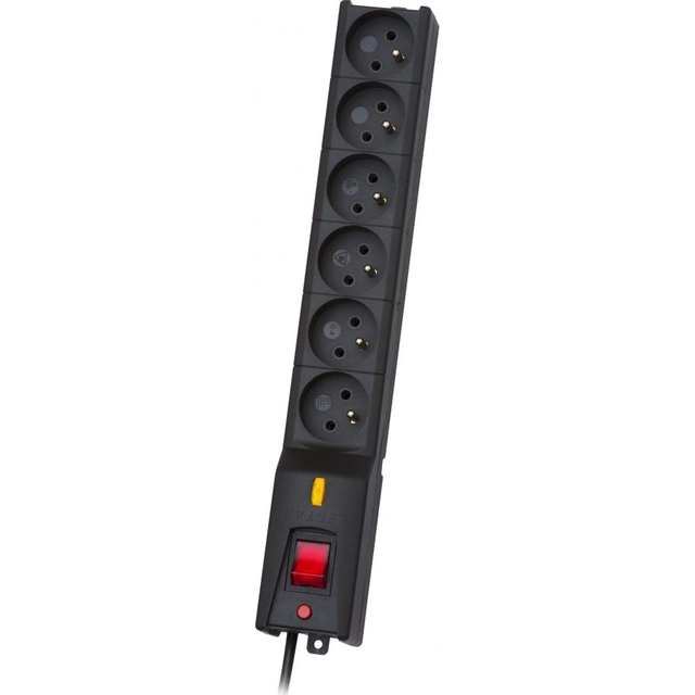 Lestar LX power strip 610 surge protection 6 sockets 5 m black