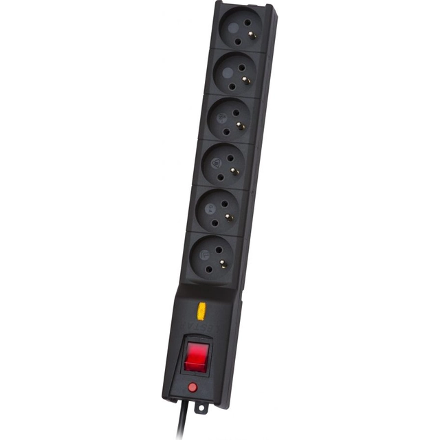 Lestar LX stekkerdoos 610 overspanningsbeveiliging 6 stopcontacten 1.5 m zwart
