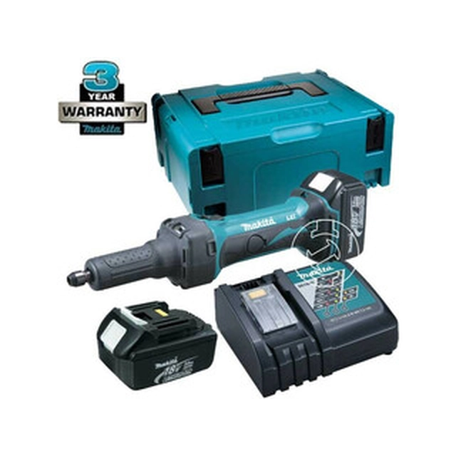 Levigatrice diritta a batteria Makita DGD800RFJ 18 V | Spazzola di carbone | Batteria 2 x 3 Ah + caricabatteria | nel MakPac