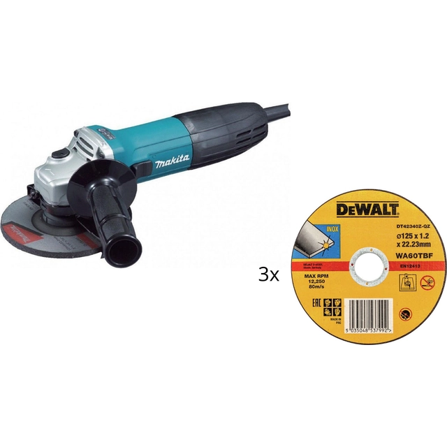 Levigatrice Makita Levigatrice GA5030R / + 3x Disco Dewalt per acciaio inox