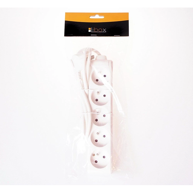 Libox 5 sockets, white, 5m (LB0084-5)