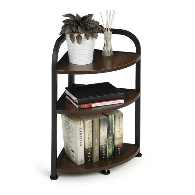 Libreria, supporto angolare, mobile 3 ripiani, LOFT, angolo in legno ModernHome