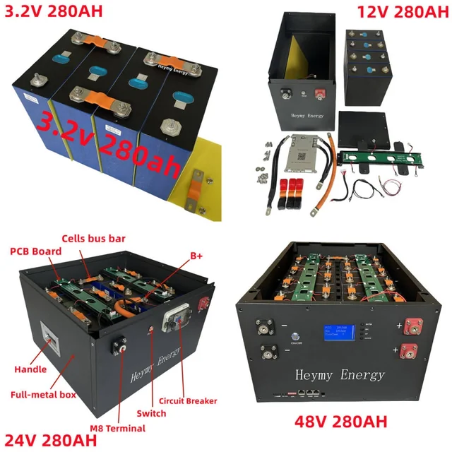 Lifepo4 Skrzynka akumulatorowa 280Ah kompletna z BMS 12V 24V 48V-SESTAVI SAM