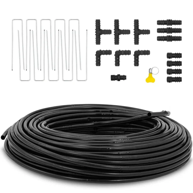 Ligne goutte à goutte pour l'arrosage et l'irrigation des plantes avec connecteurs 100 m - set