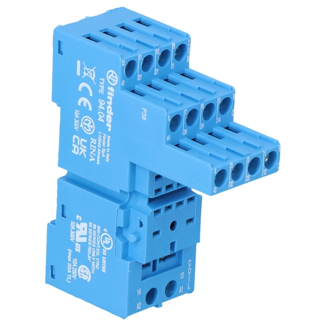 Ligzda sērijai 55.32/55.34/85.02/85.04, moduļi 86.30, moduļi 99.02, skrūvju spailes, DIN sliedes stiprinājums 35mm, (plastmasas uzgalis)