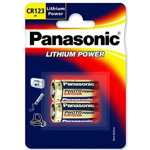 Lítiová napájacia batéria Panasonic CR123 1400mAh 2 ks.