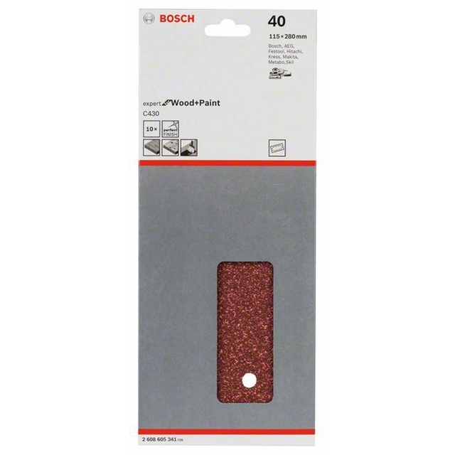 Lixa BOSCH C430, embalagem 10 pcs.115 x 280 milímetros,40