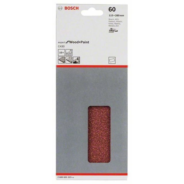 Lixa BOSCH C430, embalagem 10 pcs.115 x 280 milímetros,60