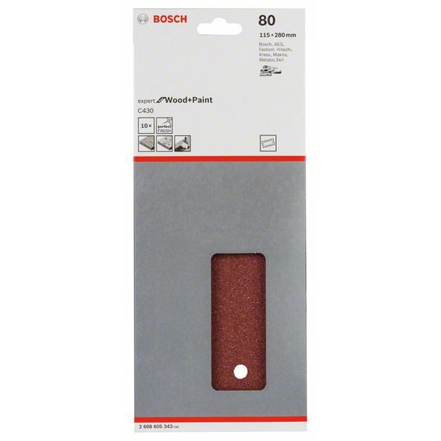 Lixa BOSCH C430, embalagem 10 pcs.115 x 280 milímetros,80