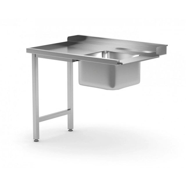 Loading table for dishwashers with a sink on two legs - left 1000 x 760 x 850 mm POLGAST 240107-760-L 240107-760-L