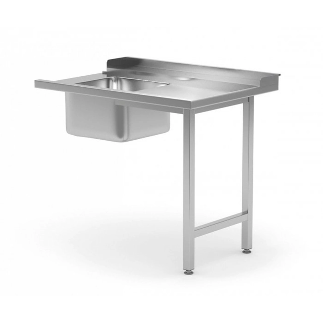 Loading table for dishwashers with a sink on two legs - right 1400 x 700 x 850 mm POLGAST 240147-P 240147-P