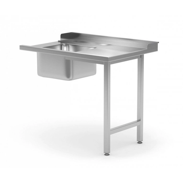 Loading table for dishwashers with a sink on two legs - right 700 x 760 x 850 mm POLGAST 240077-760-P 240077-760-P