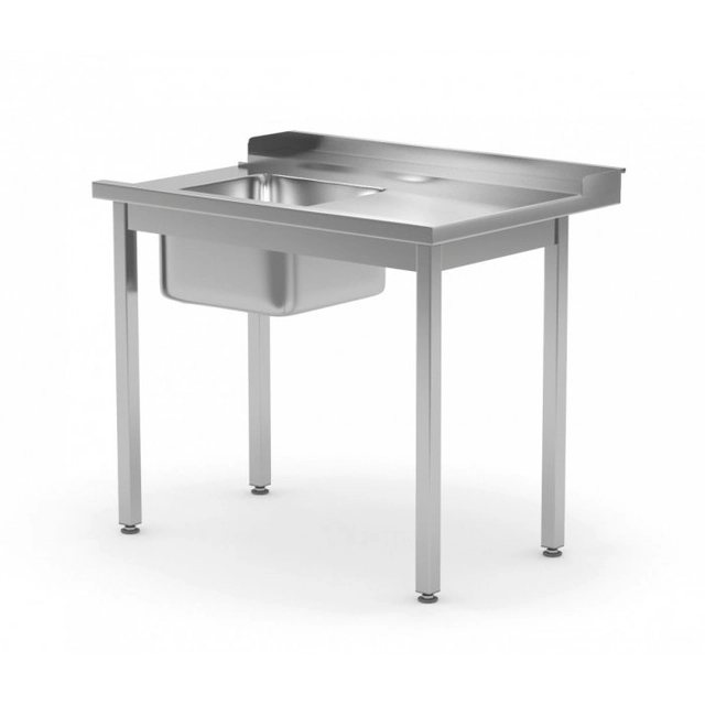 Loading table for dishwashers with a sink without a shelf - right 1000 x 760 x 850 mm POLGAST 248107-760-P 248107-760-P