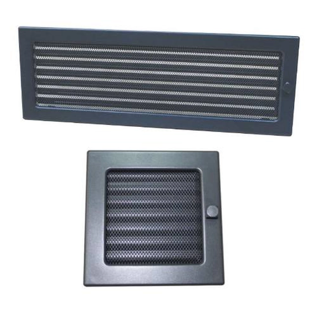 Lockable fireplace grille with frame and mesh LKM, 170 x 170 mm, graphite lacquer 0722