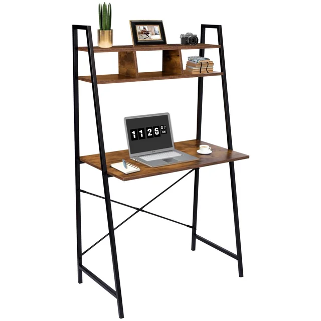 Loft desk with shelves and extension ARVIKA RUSTIC