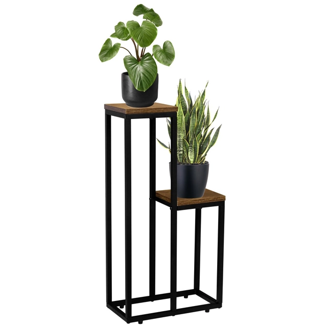 Loft flower stand black HAZEL RUSTIC aged oak