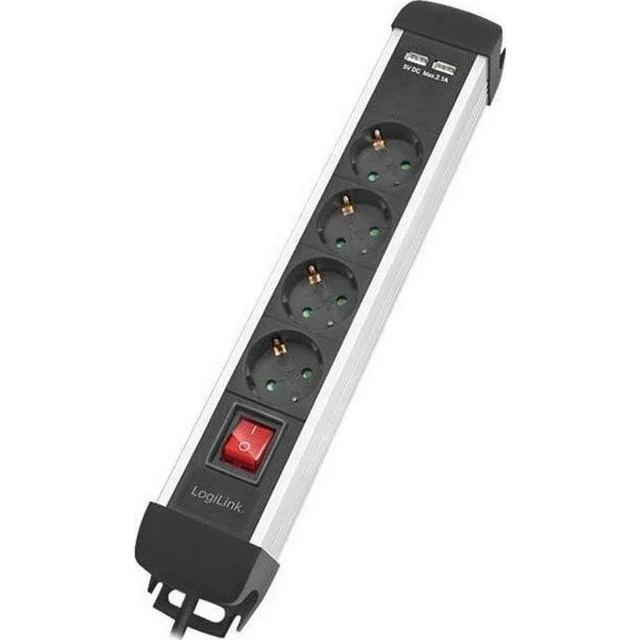 LogiLink LPS power strip 4 sockets 1.5 m silver (LPS237U)