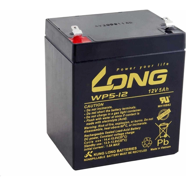 Long 12V 5Ah lead battery F1 (WP5-12 F1)