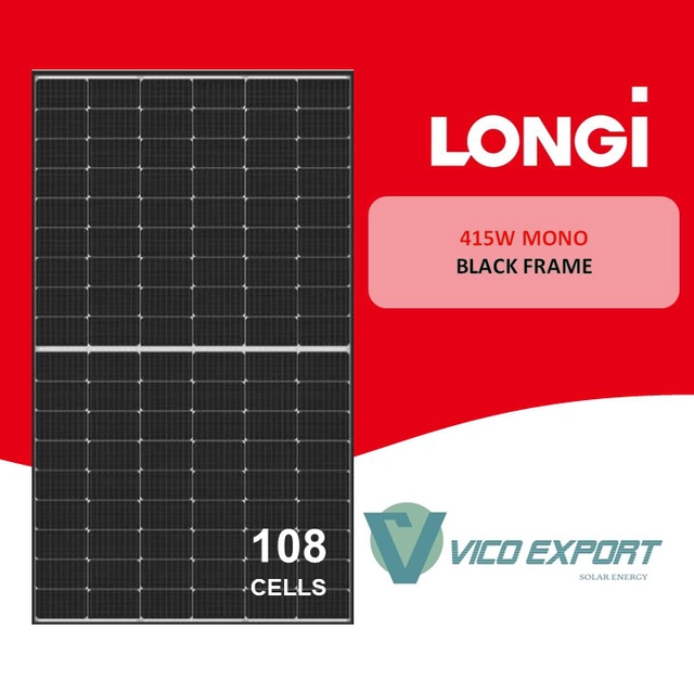 Longi 415W Solpanel - Sort ramme // LR5-54HPH-415M