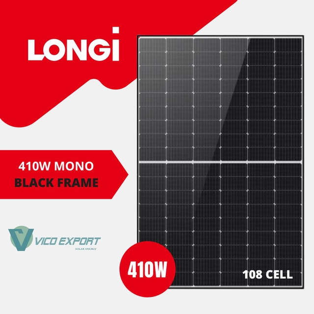 Longi LR5-54HPH-410M // Longi 410W Solar Panel // Μαύρο πλαίσιο