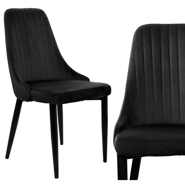 LORIENT Velvet Silla de terciopelo negro