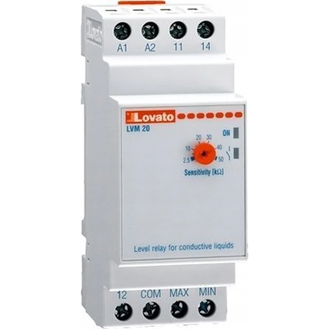 Lovato elektrilise vedeliku taseme jälgimise relee 1P 2,5-50kOhm 220-240V AC LVM20A240