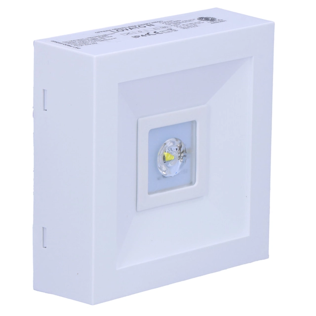 LOVATO N ECO apparecchio a LED 1W (opz. aperto)3h bianco monouso.N. cat.:LVNO/1W/E/3/SE/X/WH