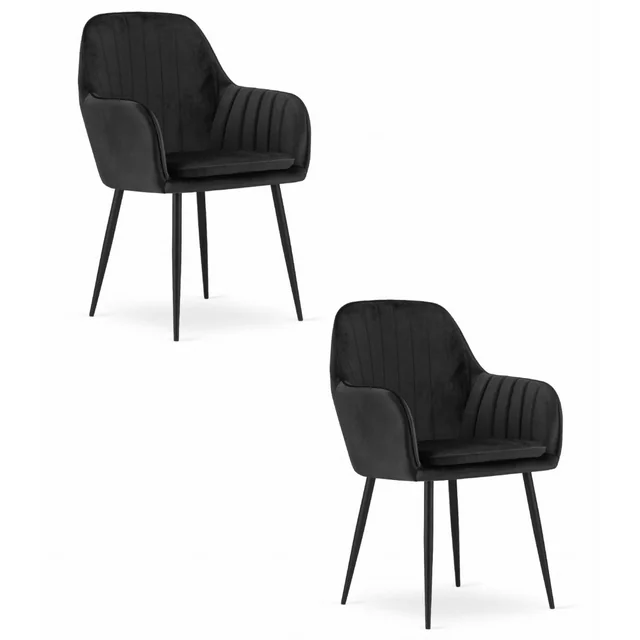 LUGO stoel - zwart fluweel / zwarte poten x 2