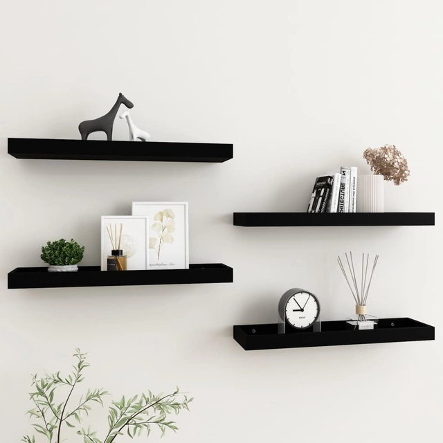 Lumarko Loggia wall shelves, 4 pcs, black, 60x15x4 cm, MDF