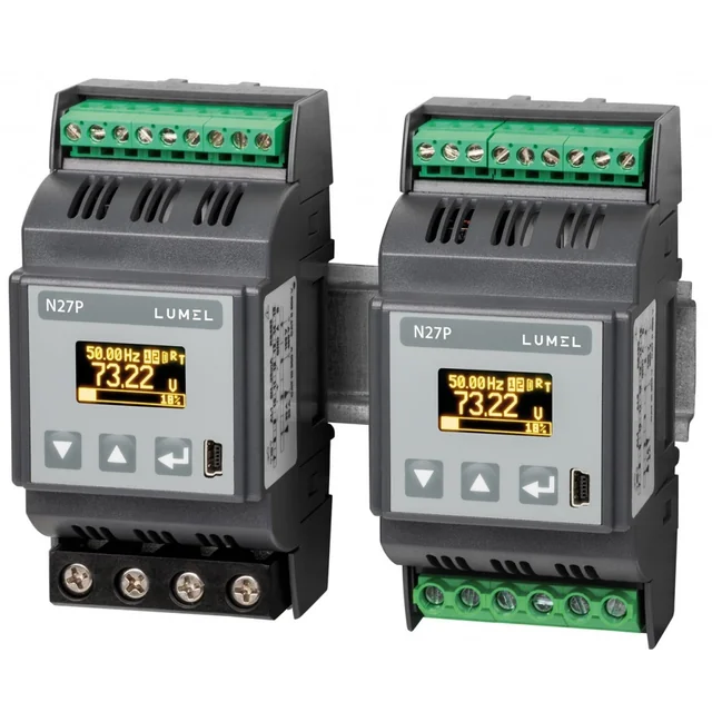 Lumel digitale meter N27P-1200E0, 1/5 A, 100/400 V RMS, I, U, P, Q, S, f, ac, 1 relais, 1 x AO %p5 /% mA, 85...253 V AC