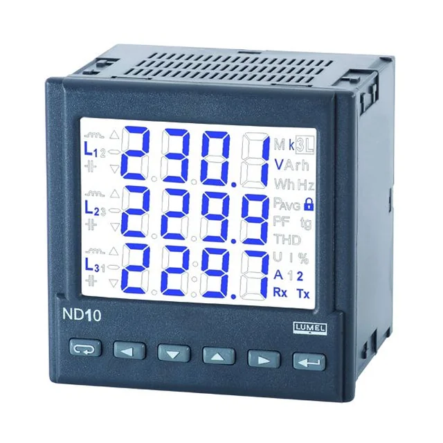 Lumel monitorovací zařízení ND10-11100E, 3x57.7/100, 1 A, výstupy 2 relé, impuls, RS485