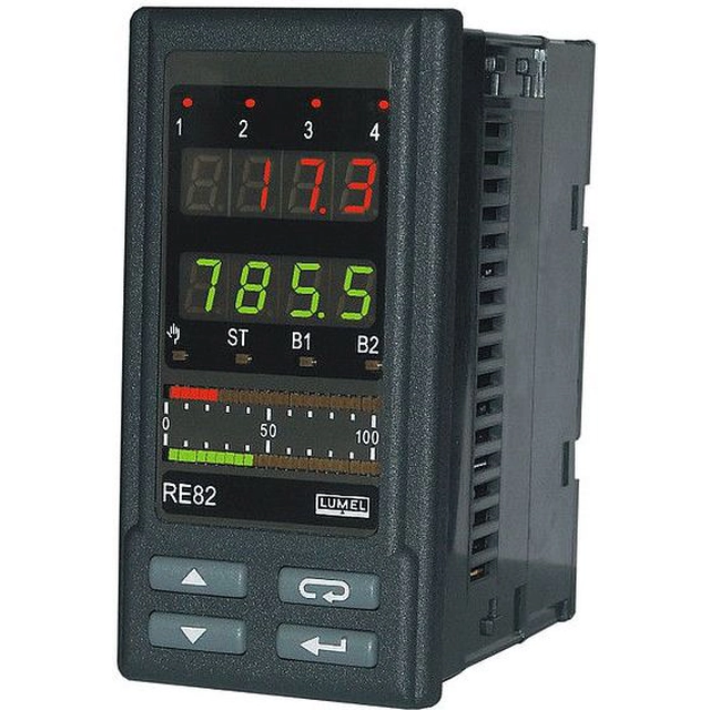 Lumel Programowalny regulator temperatury wyjście 1 przekaźnikowe wyjście 2 przekaźnikowe bez wyjścia zasilanie zasilanie 85-253V AC/D (RE82 110100P0)