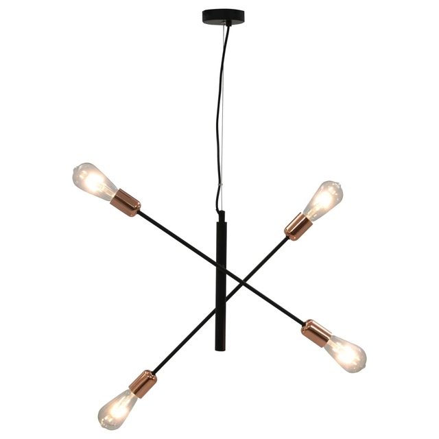 Luminaire with incandescent bulbs, black and copper, 2w