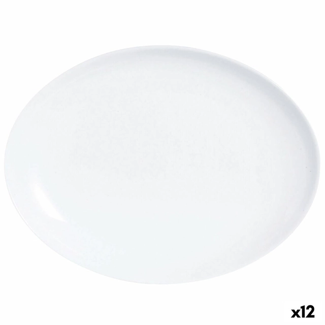 Luminarc Diwali Piatto da cucina ovale in vetro bianco ((33 x 25 cm) (12 pezzi)