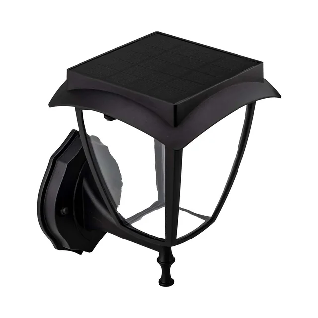 Luminária de parede solar - 2W - 110 Lúmens - 3000K+6000K - Preto fosco - IP65