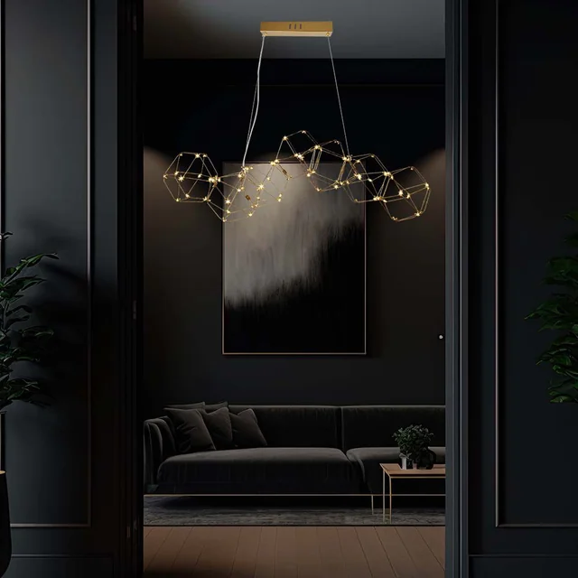 Luminárias de teto de design - Luminárias suspensas de design - IP20 - Corpo dourado - 28 Watts - 2700 Lúmens - 3000K