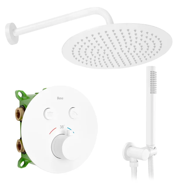 LUNGO MILER Ensemble de Douche à Encastrer Blanc avec thermostat + BOX