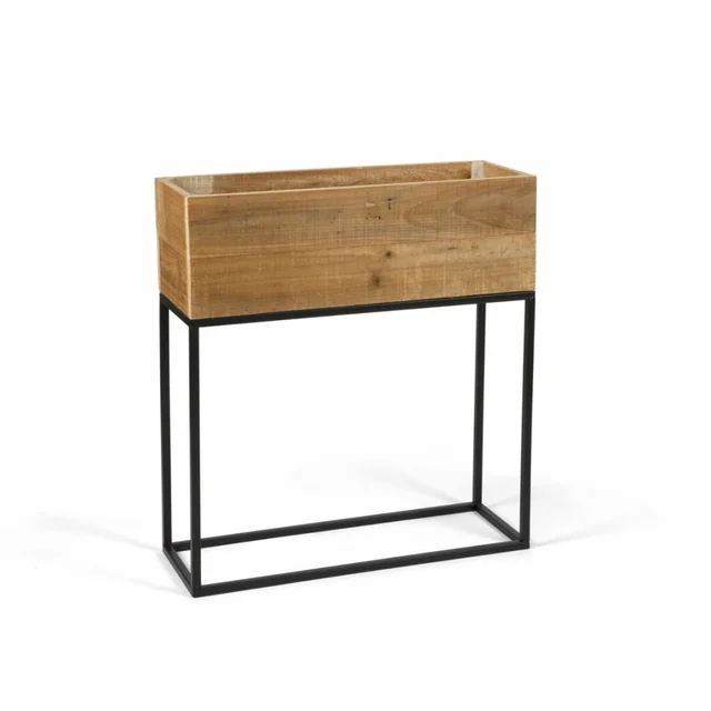 Maceta con soporte Alexandra House Living Marrón Negro Metal Madera Reciclada 21 x 60 x 55 cm