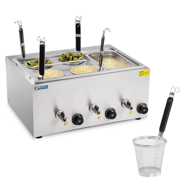 Machine à pâtes - cuiseur pour la cuisson des pâtes et raviolis avec bain-marie 3 chambres avec robinets