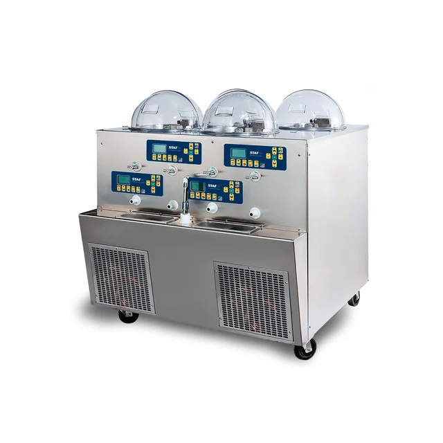 Machine de fabrication de crème glacée vivante au congélateur 4*15L/h 4*4kg/cykl GELATO LIVE SHOW GLS4LX