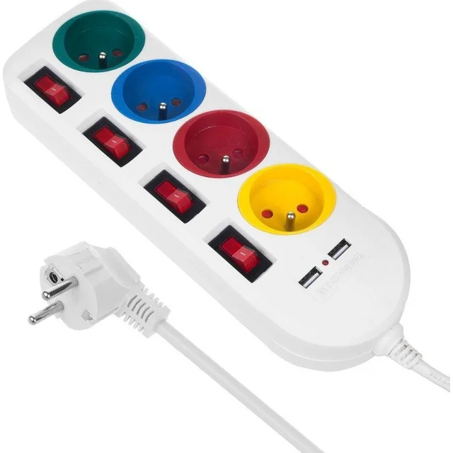 Maclean power strip 4 sockets 1.5 m white (MCE229 W)