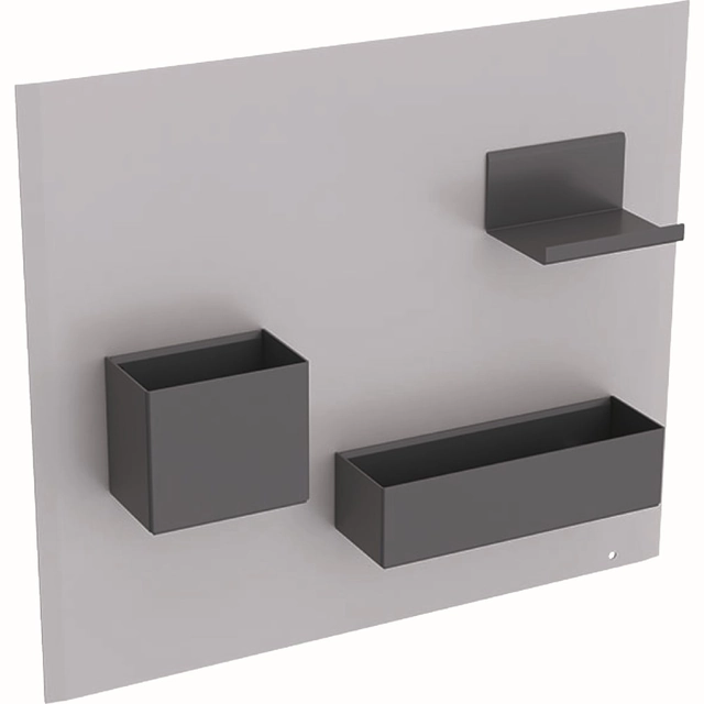 Magnetická tabuľa s úložnými boxmi Geberit, Sand grey / Lava