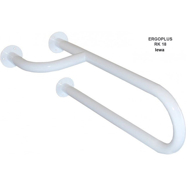 Main courante Ergoplus 60 cm pour le lavabo, fixe, version gauche, thermolaqué, blanc