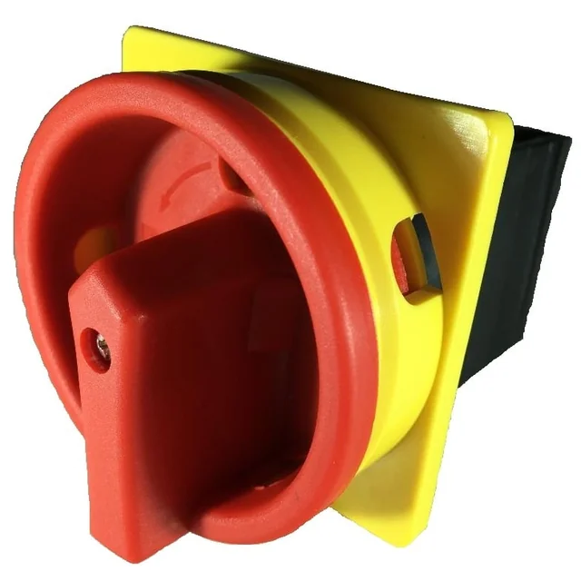 Main switch 20A 3 emergency poles 4kW embedded with frontal yellow plate 66x66mm IP65