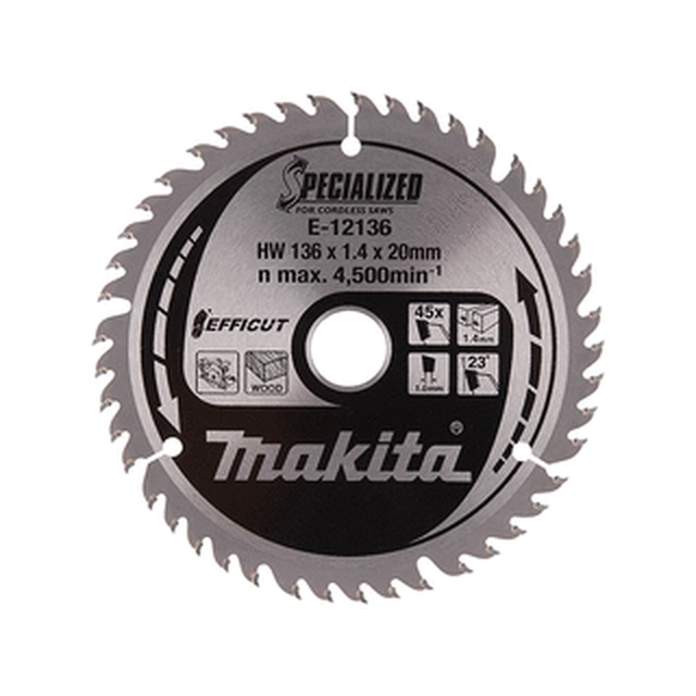 Makita circular saw blade 136 x 20 mm | number of teeth: 45 db | cutting width: 1,4 mm