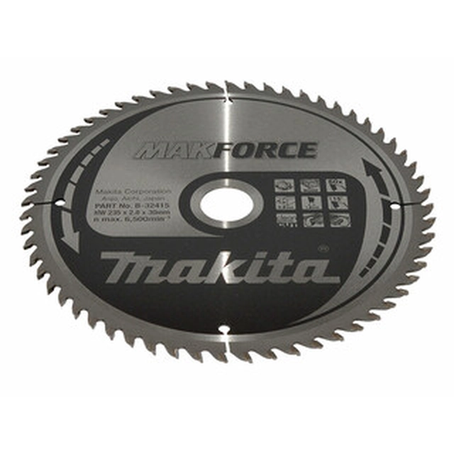 Makita circular saw blade 235 x 30 mm | number of teeth: 60 db | cutting width: 2,8 mm